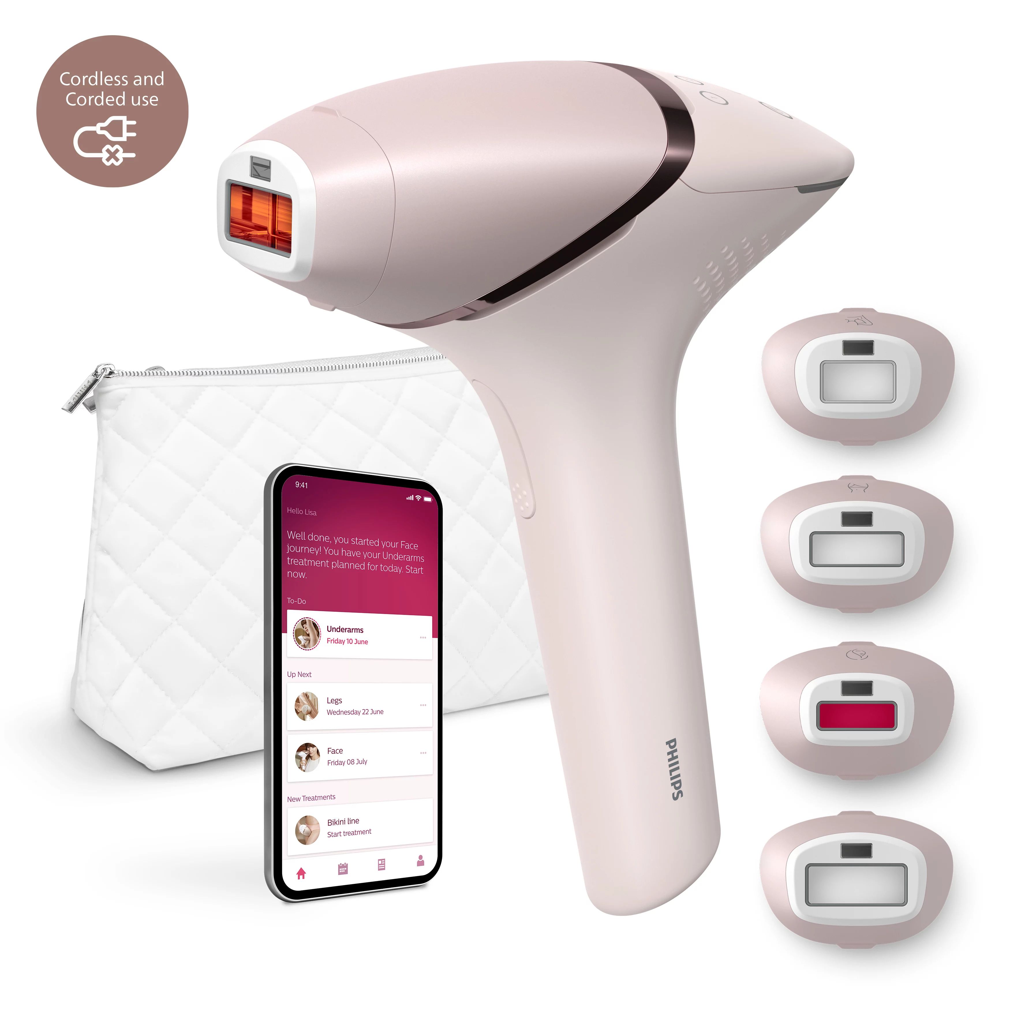 Philips Lumea IPL 9000 Series BRI957/00 - IPL ontharingsapparaat met SenseIQ - Roze