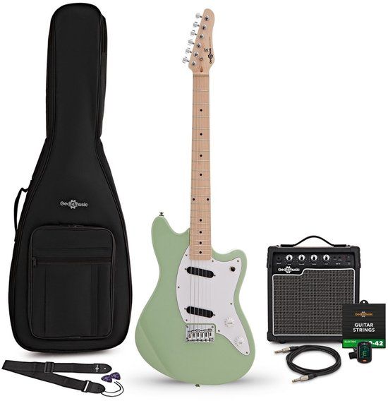 Gear4Music Seattle elektrische gitaar Seafoam Green, 10W gitaarversterker & accessoirepakket