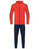 JAKO - Polyester Power Trainingspak Met Capuchon, Dames, Vlam/Marine, 40