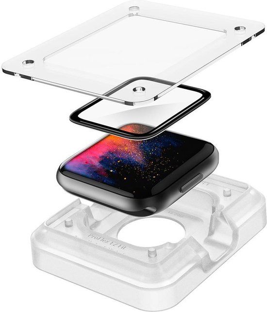 Spigen Screenprotector geschikt voor Apple Watch 44mm - Proflex EZ Fit 2 stuks - Zwart