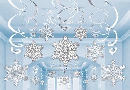 Amscan Decoratiespiralen Sneewvlok 61 Cm Folie Zilver 30 Stuks