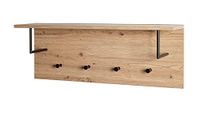 HAKU Wandkapstok eiken, zwart, MDF, metaal - Maat: B 80 cm x H 30 cm x D 20 cm, Stijl: Modern