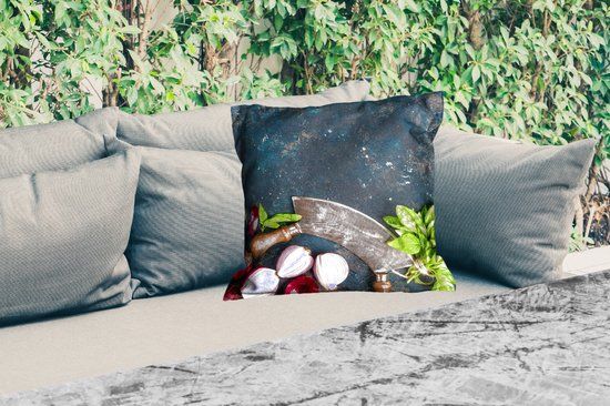 PillowMonkey Buitenkussen Weerbestendig - Groente - Kruiden - 50x50 cm - PillowMonkey