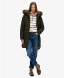 Superdry Jas Fuji Faux Fur Hood Mid Lenght W5011999a Surplus Goods Olive Green Dames Maat - M