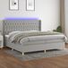 Maison Exclusive - Lit boxspring avec matelas et éclairage LED, gris, 200x200 cm, textile