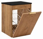 3xE living Meuble de salle de bain suspendu avec panier à linge, chêne artisanal / noir mat