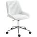HOMCOM Fauteuil de bureau sans accoudoirs, chaise de bureau ergonomique avec hauteur réglable et pivotant à 360°, cuir synthétique et silicone, pour chambre, télétravail, blanc