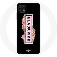 Blackpink Etui voor Samsung Galaxy A22 5G K-pop Groep Logo Zwart Roze Zwarte Achtergrond Maniacase