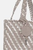 Ilse Jacobsen Gevlochten shopper BAG06C Polyurethaan Dubbel Zilverkleurig Gestreept Vrouwen Volwassenen Atmosphere Platin