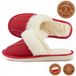 Pantoufles en cuir pour femme, avec laine de mouton, couleur rouge, cousues à la main, modèle classique, taille 40