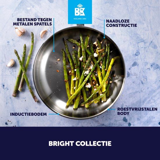 BK Bright Wok - 28 cm - RVS - Met Deksel - Zilver