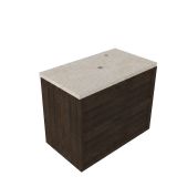 Saniclass Badkamermeubelset - 80x45x63cm - Travertine natuurstenen topblad - 1 kraangat - 2 lades - mat eiken charcoal
