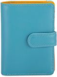 Mywalit Medium Snap portemonnee leer 13 cm - Dames - Staand formaat - blauw-metallic