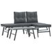 Banc de jardin 3 pièces avec coussins acier thermolaqué noir