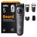 Braun Baardtrimmer Series 5, draadloze baardtrimmer heren, BT5525, grijs