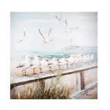 GILDE Afbeelding Seaside met meeuwen blauw/wit/grijs handgeschilderd op canvas H: 60 cm B: 60 cm D: 3,5 cm 52359