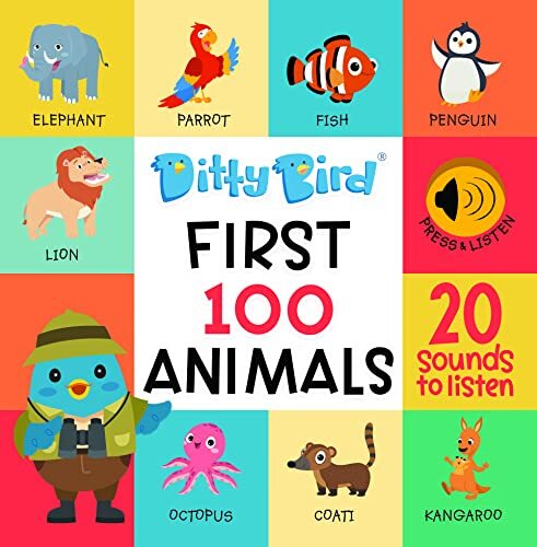 DITTY BIRD Baby Sound Toy: onze eerste 100 dieren interactieve muzikale boek is het perfecte speelgoed voor 1 jaar oude jongen meisje geschenken. elektronische vroege ontwikkeling speelgoed voor peuters 1-3.