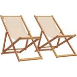 Maison Exclusive - Chaises pliantes, 2 pièces, tissu beige et bois massif