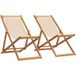 Maison Exclusive - Chaises pliantes, 2 pièces, tissu beige et bois massif