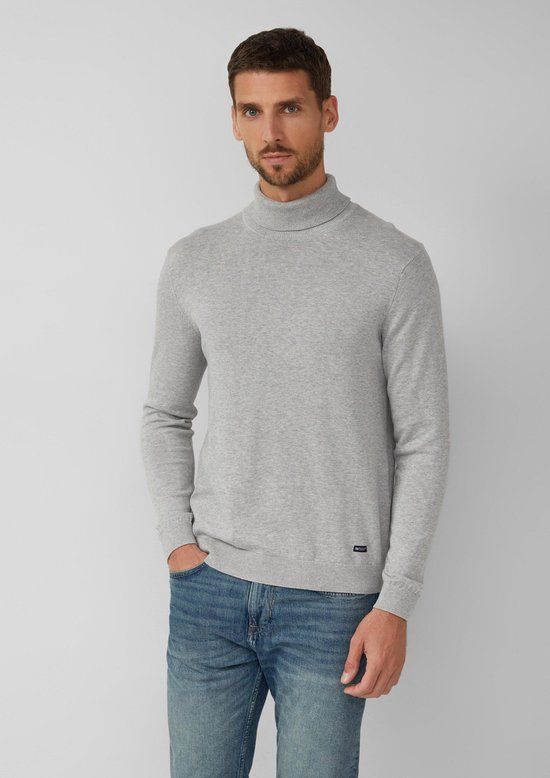 s.Oliver Strickpullover Heren 3XL Grijs Gemêleerd Katoen