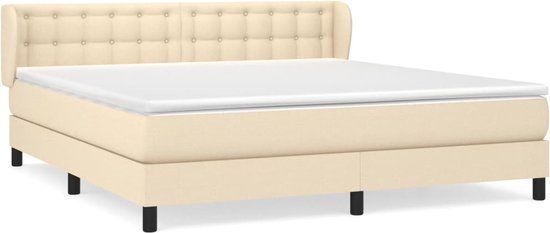 vidaXL Boxspring met matras stof crèmekleurig 160x200 cm