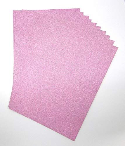 Light Pink Glitter Cardstock - 10 Sheets - 250gsm - Non-Shedding