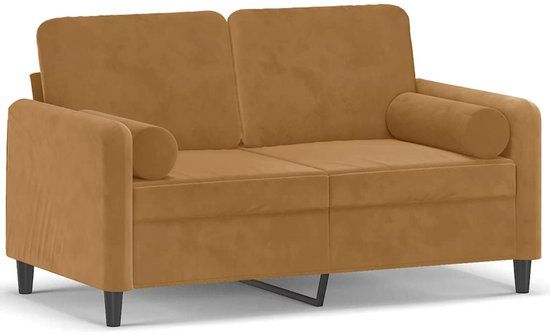 vidaXL Tweezitsbank met sierkussens 120 cm fluweel bruin