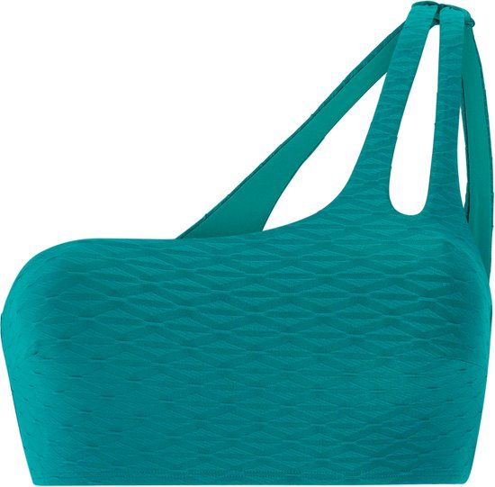 Protest MIXMarlea Bikini Top Dames One Shoulder Peacock Green Gestreept