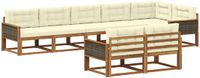 vidaXL - Bank loungeset - 8 zitplekken - Natuurlijk en crème - Acacia hout