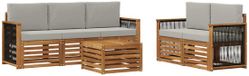 vidaXL - Salon d'angle - 5 places assises - Naturel et gris clair - Bois d'acacia massif