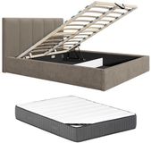 Vente-unique Bed met opbergruimte stof taupe 180 x 200 cm