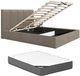 Vente-unique Bed met opbergruimte stof taupe 180 x 200 cm