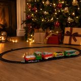 Merkloos / Sans marque Koopman International Kersttrein rijdend - op batterijen - locomotief - wagonnetjes - rails - kerstversiering