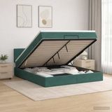 vidaXL - Ottoman bed met matras - Donkergroen - 160 x 200 cm - Fluweel