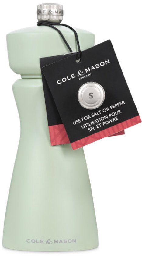 Cole & Mason Kenton Zout- of Pepermolen – 15 cm – Keramisch Maalwerk – Instelbaar – Rubberhout – Sage Groen