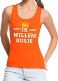 Bellatio Decorations Shoppartners Bv Oranje Ik Willem kusje tanktop / mouwloos shirt dames - Oranje Koningsdag kleding S
