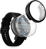 kwmobile 2x smartwatch hoes geschikt voor Amazfit Active Max A2557 hoesje - Siliconen sporthorloge cover - Activity tracker case in zwart / transparant