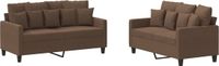 vidaXL 2-delige Loungeset met kussens stof bruin