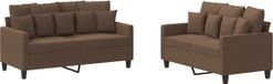 vidaXL 2-delige Loungeset met kussens stof bruin