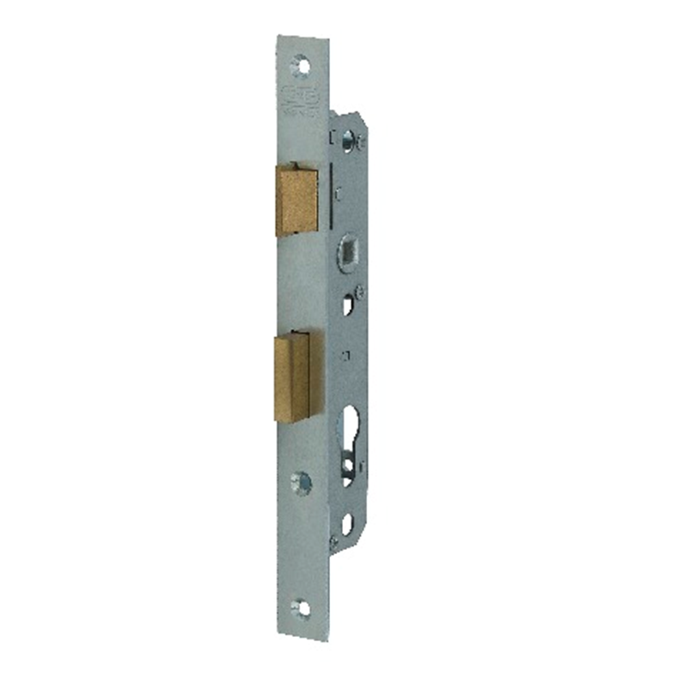 Nemef 8691 Deurslot | DM25mm | PC72mm | krukgat 8mm | voorplaat staal verzinkt 24x245mm rechthoekig | zamac verzinkte dag- en nachtschoot | DR 2+4/1+3