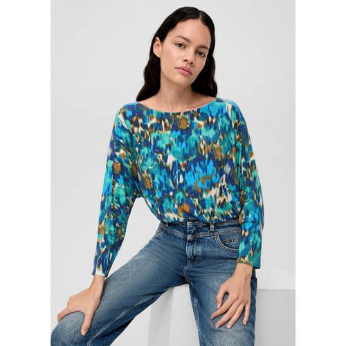 s.Oliver blousetop with all over print blue