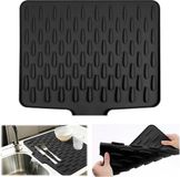 HORCONDORM S.R.L. Tapis d'égouttage, Tapis en silicone résistant à la chaleur, Protecteur d'évier anti-éclaboussures, Égouttoir de cuisine antidérapant, Noir