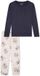 SCHIESSER Pyjama lang Dames Blauw-grijs Gebloemd Katoenen Jersey Maat 40