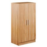 WeHome Schoenenrek van hout, 2 deuren met 7 legplanken, mobiel schoenenrek voor schoenen met deuren en planken, schoenenkast 55 x 36 x 108 cm, ruimtebesparend schoenenrek voor de entree, eiken