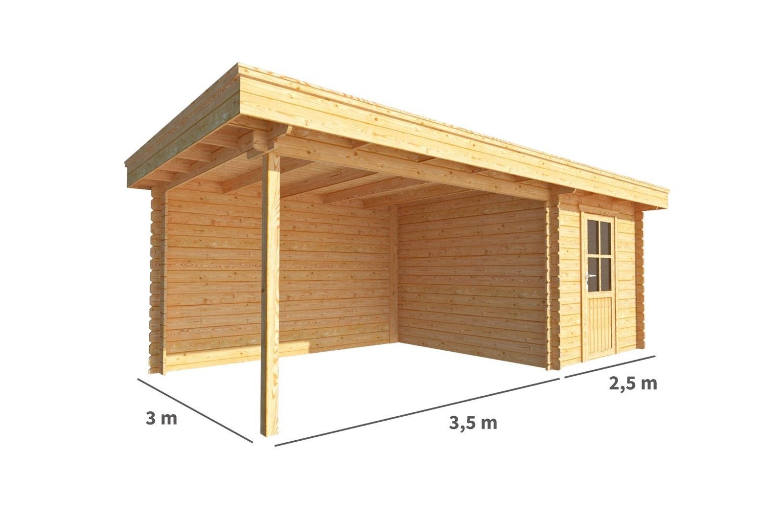 Warentuin collection Blokhut, tuinhuisje met overkapping Lisa-Lucy 600 cm bij 300 cm diep plat dak 1