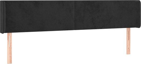 vidaXL Hoofdbord met randen 183x16x78/88 cm fluweel zwart