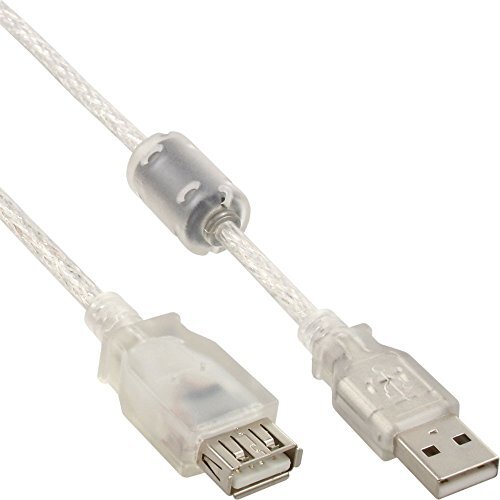 Inline 34618Q USB 2.0 verlengkabel met ferrietkern (stekker-naar-bus, type A, 2m) helder