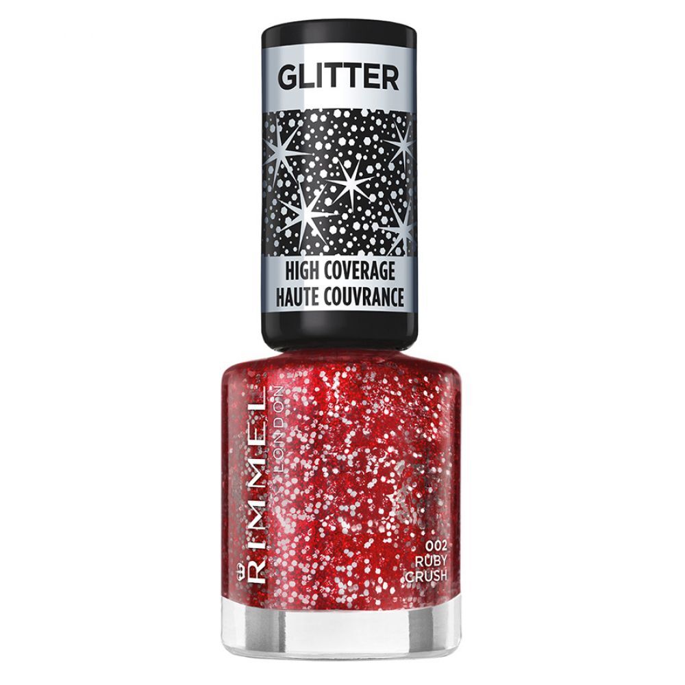 Rimmel Glitter High Coverage Nailpolish 002 Ruby Crush 8 ml