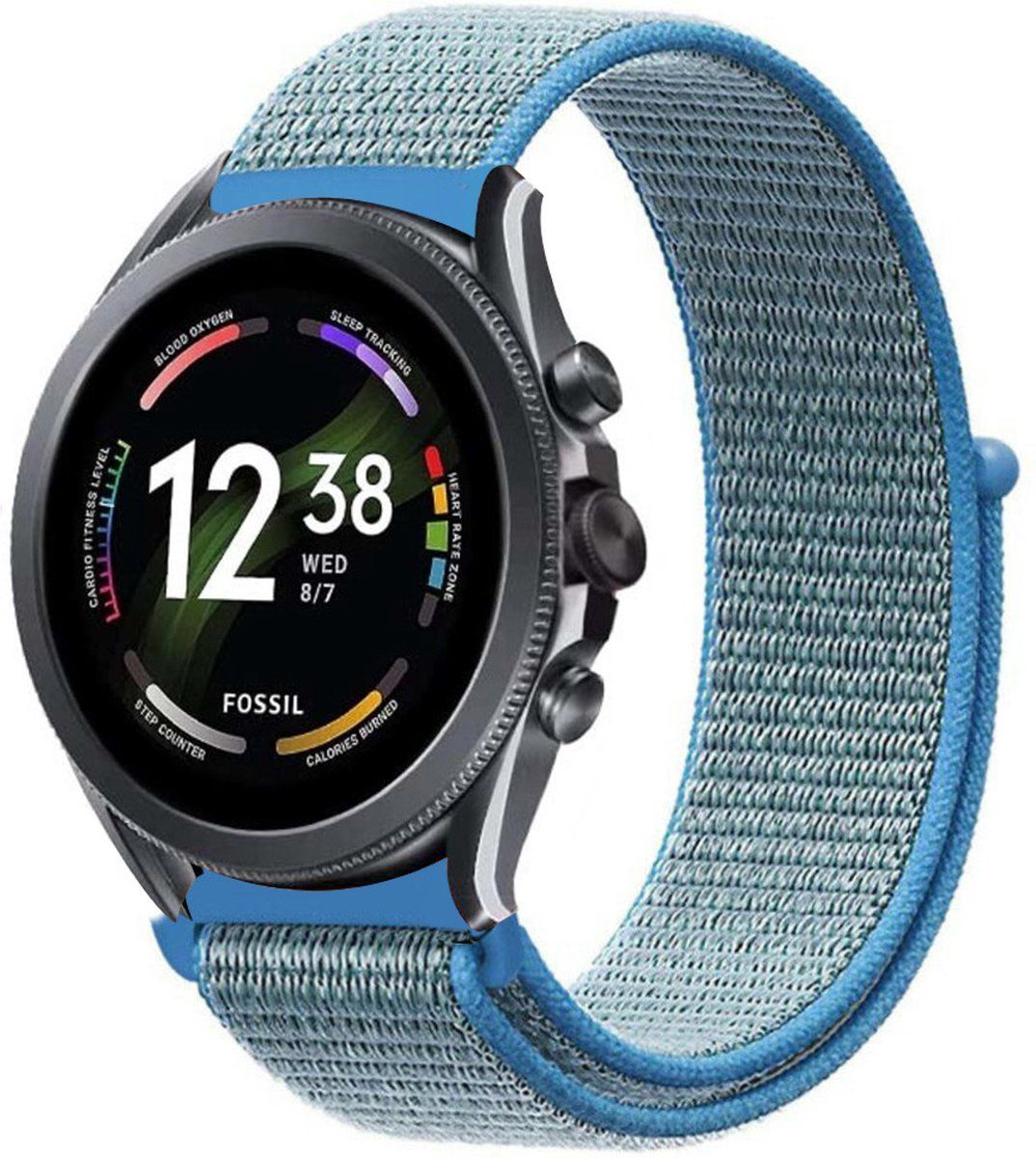 Strap-it Fossil Gen 6 44mm nylon band - blauw