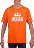 Shoppartners Bv Oranje Kingsday met een kroon shirt kinderen S (122-128)